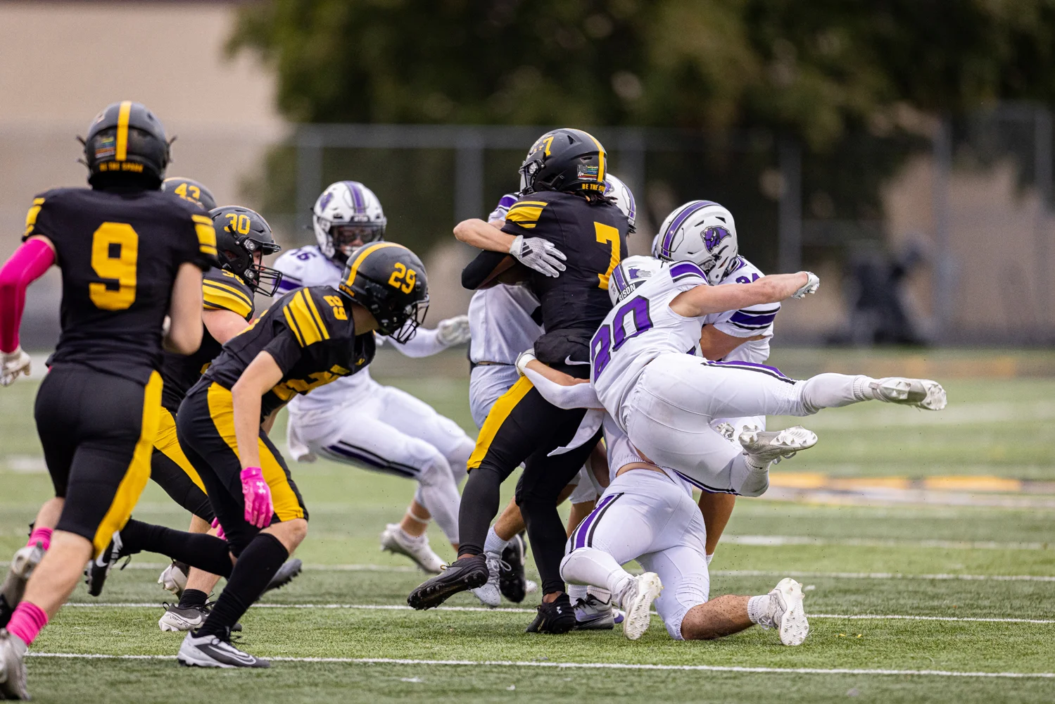 Buffalo defense making the tackle