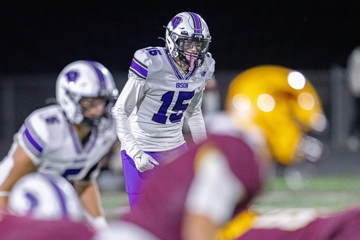 DB looking over the Forest Lake offense
