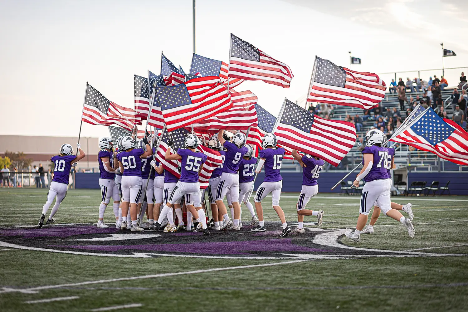 American Flags out for the Buffalo Bison