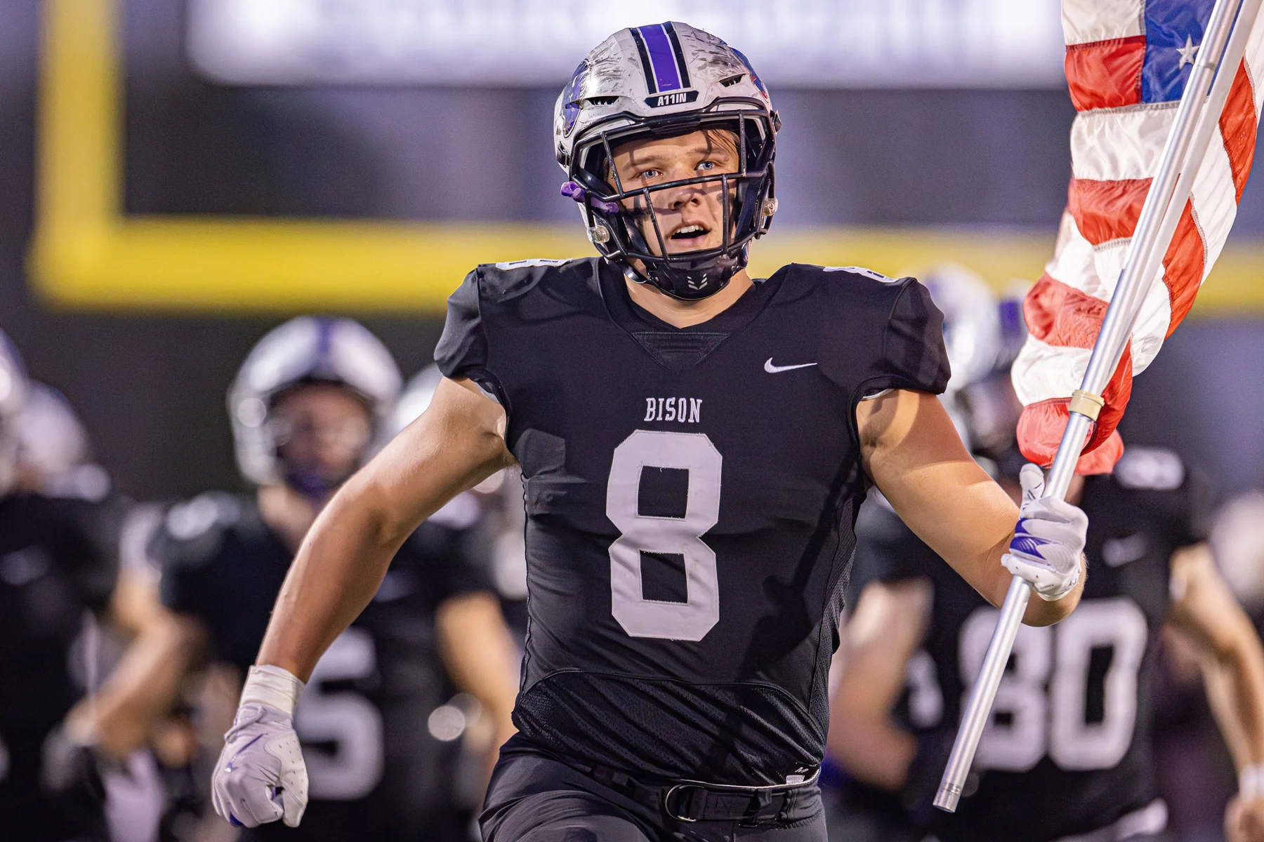 Buffalo Bison running onto the field