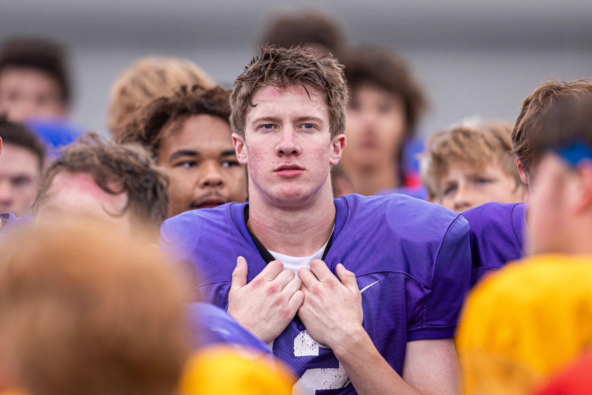 Listening to coach after the scrimmage